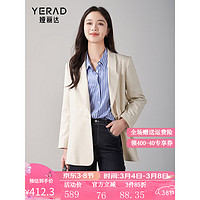 娅丽达（YERAD）通勤职业黑色西装外套女2024春装正装上衣小西服 米色(I0) XL