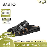 百思图（BASTO）2024夏季简约时尚休闲穆勒拖平跟女拖鞋M3051BH4【】 黑色 34