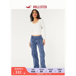 HOLLISTER24春夏辣妹低腰百搭宽松工装裤长裤 女 355838-1 蓝色 8