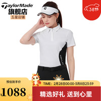 Taylormade泰勒梅高尔夫服装2024女士户外运动上衣休闲时尚短袖POLO衫 M19709 白色 O(XL)