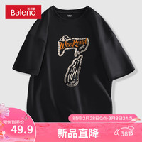 Baleno/班尼路 纯棉 男士短袖T恤 2XL【不易起球 不易褪色】 【纯棉】-黑#MB数字7D