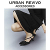 URBAN REVIVO2024春季新款女士优雅蝴蝶结尖头空鞋UAWS40050 黑色 3