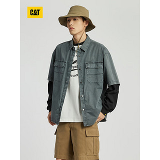 CAT卡特24春夏男工装户外宽松短袖外套 深灰色 M