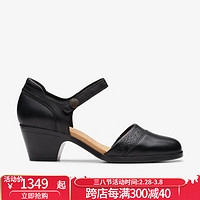 其乐（Clarks）女鞋黑色低跟包头凉鞋皮鞋时装鞋 支撑减震轻质春夏26177127 Black Lear 8.5=39.5