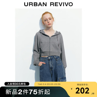 UR2024春季女装休闲简约百搭连帽抽绳短款外套UWL140020 花灰 S