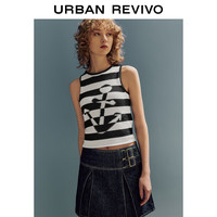 UR2024春季女装都市航海系列撞色提花针织背心UWU940028 正黑 S