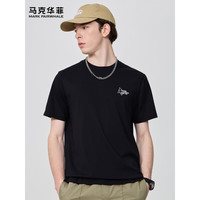 马克华菲【吸汗舒适】圆领短袖T恤男2024夏季印花简约百搭休闲上衣 001黑色 58/3XL