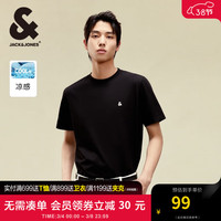 杰克琼斯 克琼斯 杰克·琼斯（JACK&JONES）男装T恤男春夏无忧搭舒适男士短袖清凉多色上衣纯色水洗不易走形 黑色E40 190/108A/XXL