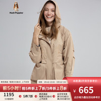 Hush Puppies暇步士女装春秋宽松休闲连帽外套 130卡其 S