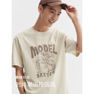 森马（Semir）短袖T恤男2024夏季时尚潮流印花上衣宽松休闲 贝壳卡50244 170/88A/M