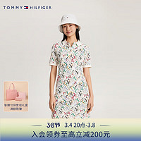 TOMMY HILFIGER24春季女装珠地网眼通勤满印直筒合身POLO连衣裙41783 多色拼接0K5 L