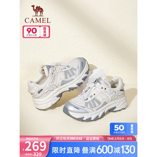 CAMEL 骆驼 女鞋 2024春拼色老爹鞋运动登山鞋 L24S283054米/银 37