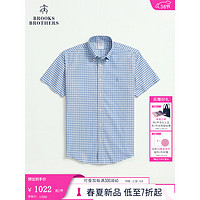 布克兄弟（BrooksBrothers）男士24早春扣结领格纹免烫衬衫 4003-蓝色 XXL