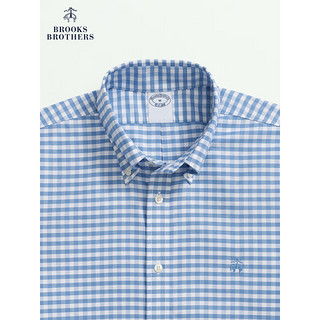 Brooks Brothers BrooksBrothers）男士24早春扣结领格纹免烫衬衫 4003-蓝色 XL