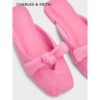 CHARLES&KEITH24春季绒布蝴蝶结包头平底拖鞋女CK1-70920141 粉红色Pink 41