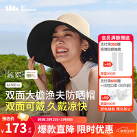 蕉下（beneunder）防晒帽女士遮阳帽子双面渔夫帽防紫外线帽子女24春夏 【倍护双面】深卡其-漫暮黑