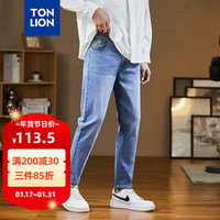 唐狮 TONLION男修身小脚牛仔长裤 中牛仔蓝 28