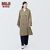 无印良品（MUJI）女式 不易沾水 双排扣大衣 外套女款 风衣 BDE33C4S 米色 S 155/80A