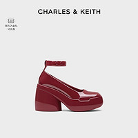 CHARLES & KEITH CHARLES&KEITH;明星同款漆皮粗高跟单鞋女鞋CK1-60920314