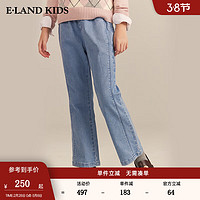 E·LAND KIDS童装2024年早春女童时尚甜美休闲微喇牛仔裤 Indigo靛蓝色/55 150cm