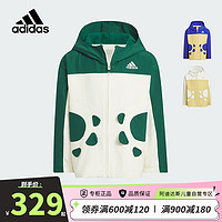 阿迪达斯（adidas）童装春新年款男小童外套儿童奶龙联名连帽运动夹克 JF1378绿104cm