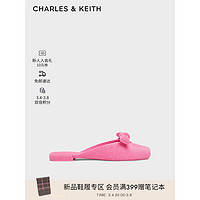 CHARLES&KEITH24春季绒布蝴蝶结包头平底拖鞋女CK1-70920141 粉红色Pink 38