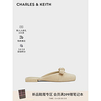 CHARLES&KEITH24春季绒布蝴蝶结包头平底拖鞋女CK1-70920141 Beige米色 39