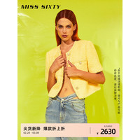 MISS SIXTY2024春季短款呢料外套女温柔黄色轻奢气质小香风 黄色 M