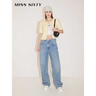 MISS SIXTY2024春季短款呢料外套女温柔黄色轻奢气质小香风 黄色 M