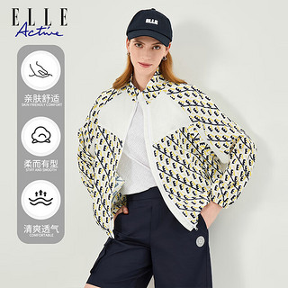 ELLE ACTIVE城野漫游系列潮流风衣女装2024春季时尚拼接户外运动梭织外套 白/黄色 L