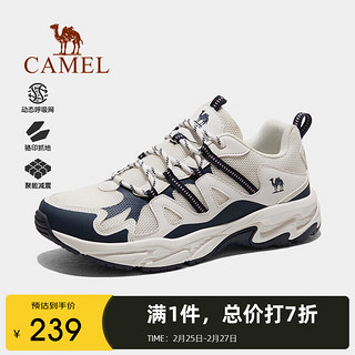 骆驼（CAMEL）登山鞋男徒步鞋子防滑耐磨轻便户外女士运动鞋 F14B693039 白/骆驼蓝，男 42