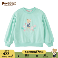 PawinPaw卡通小熊童装2024年春夏女童圆领卡通印花休闲卫衣 绿色/40 140
