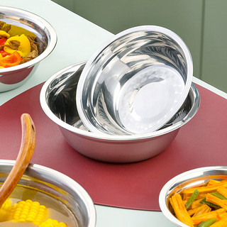 茶花不锈钢汤盆家用装菜盆打蛋加厚平底汤盆小铁盆子汤碗厨房 1个装#-不锈钢汤盆（16cm）