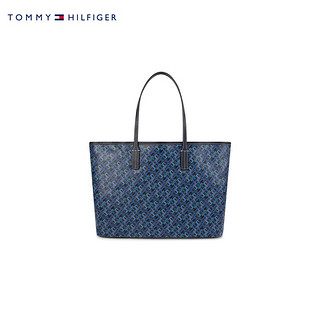 TOMMY HILFIGER24春季女装字母满印可拆卸小包大容量手提托特包15971 深蓝色DW6 OS