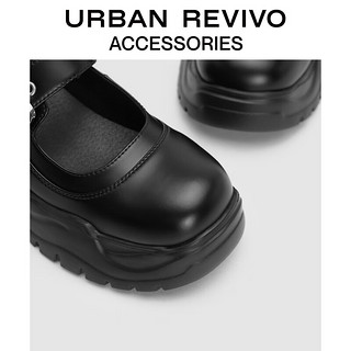 URBAN REVIVO2024春季女士玛丽珍厚底增高单鞋UAWS40008春晚 黑色 38