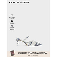 CHARLES&KEITH24春季尖头一字带细高跟穆勒拖鞋CK1-60920363 DARK BLUE深蓝色 39