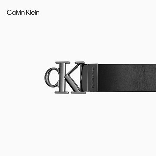 Calvin Klein Jeans男双面用亮面金属带头牛皮革商务休闲腰带HC0769 001-魅力黑 100