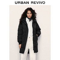 URBAN REVIVO UR女装时尚宽松中长款纯色立领保暖羽绒服UWL130005