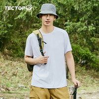 探拓(TECTOP)户外冰丝圆领短袖T恤男式2024夏季轻薄透气速干衣休闲运动跑步t恤 纯净白 3XL