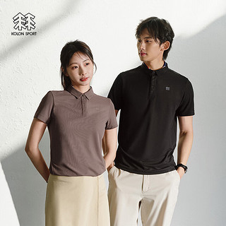 KOLON SPORT/可隆POLO衫 女子户外休闲运动吸湿速干翻领打底短袖T恤 LKPT4MTT02-BR 棕色 180/2XL