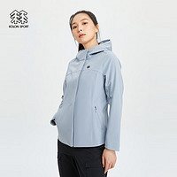 KOLON SPORT/可隆软壳夹克 女子户外休闲防风登山防泼水连帽外套 LKJK4SN144-LB 蓝【热压工艺】 165/M