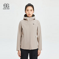 KOLON SPORT/可隆软壳夹克 女子户外休闲防风登山防泼水连帽外套 LKJK4SN144-BE 米【热压工艺】 180/2XL