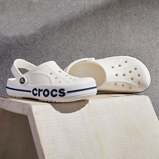 卡骆驰（crocs）男鞋女鞋 贝雅卡骆班运动休闲拖鞋沙滩鞋透气耐磨洞洞鞋凉鞋 贝雅卡骆班/白色-深蓝 M4W6(36-37)