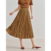 茵曼（INMAN）肌理感半身裙2024夏季女装松紧腰显腿长大A摆遮胯长裙子 咖红色 XL