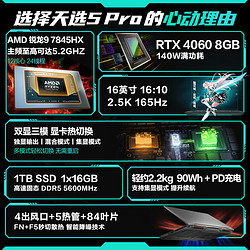 ASUS 华硕 天选5 Pro锐龙版 16英寸电竞游戏本笔记本电脑 日蚀灰 16G内存/1T高速固态硬盘 2.5K 165Hz