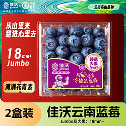 JOYVIO 佳沃 云南當季藍莓大果18mm+ 2盒裝 約125g/盒 新鮮水果