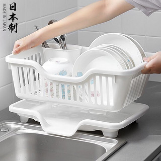 家の物语（KATEI STORY）日本沥水碗架厨房碗碟架沥水架塑料沥碗单层大容量放碗架家用 NO.3白色