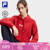 FILA 斐乐官方女子连帽卫衣2024春新款宽松抗菌健身运动针织上衣