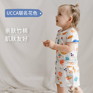 nest designs UCCA联名儿童睡衣套装夏季短袖凉感家居服男女宝宝短裤 甜蜜早餐 120cm