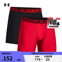 安德玛 官方UA Tech 6英寸男子运动内裤—2条装Under Armour1363619 红色600 L